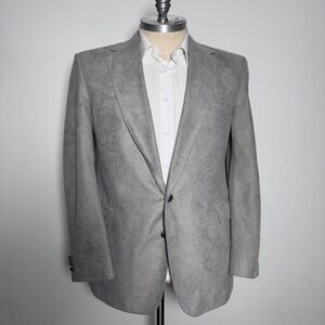 Taos Country Blazer Mens 44R Grey Faux Suede Western Yoke Made in USA Vintage